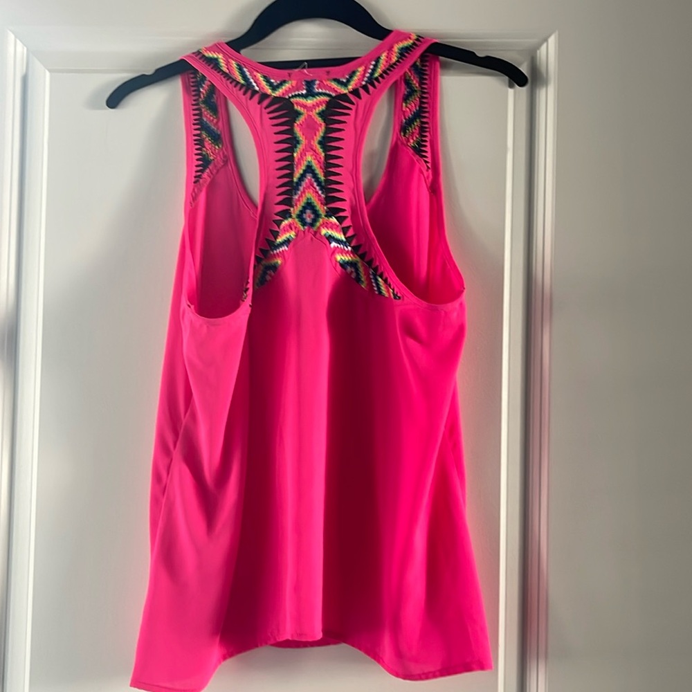 Hot pink eyeshadow tank top